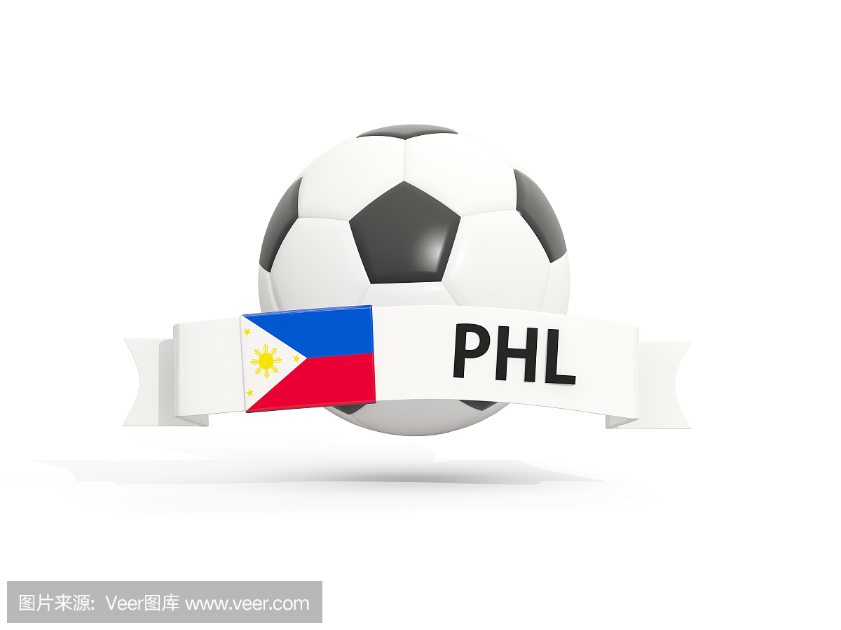 菲律宾国旗,足球与横幅和国家代码