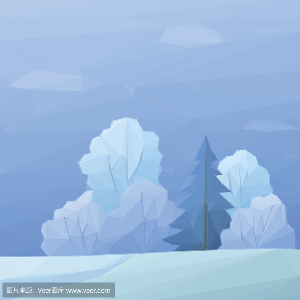 圣诞景观,森林低聚