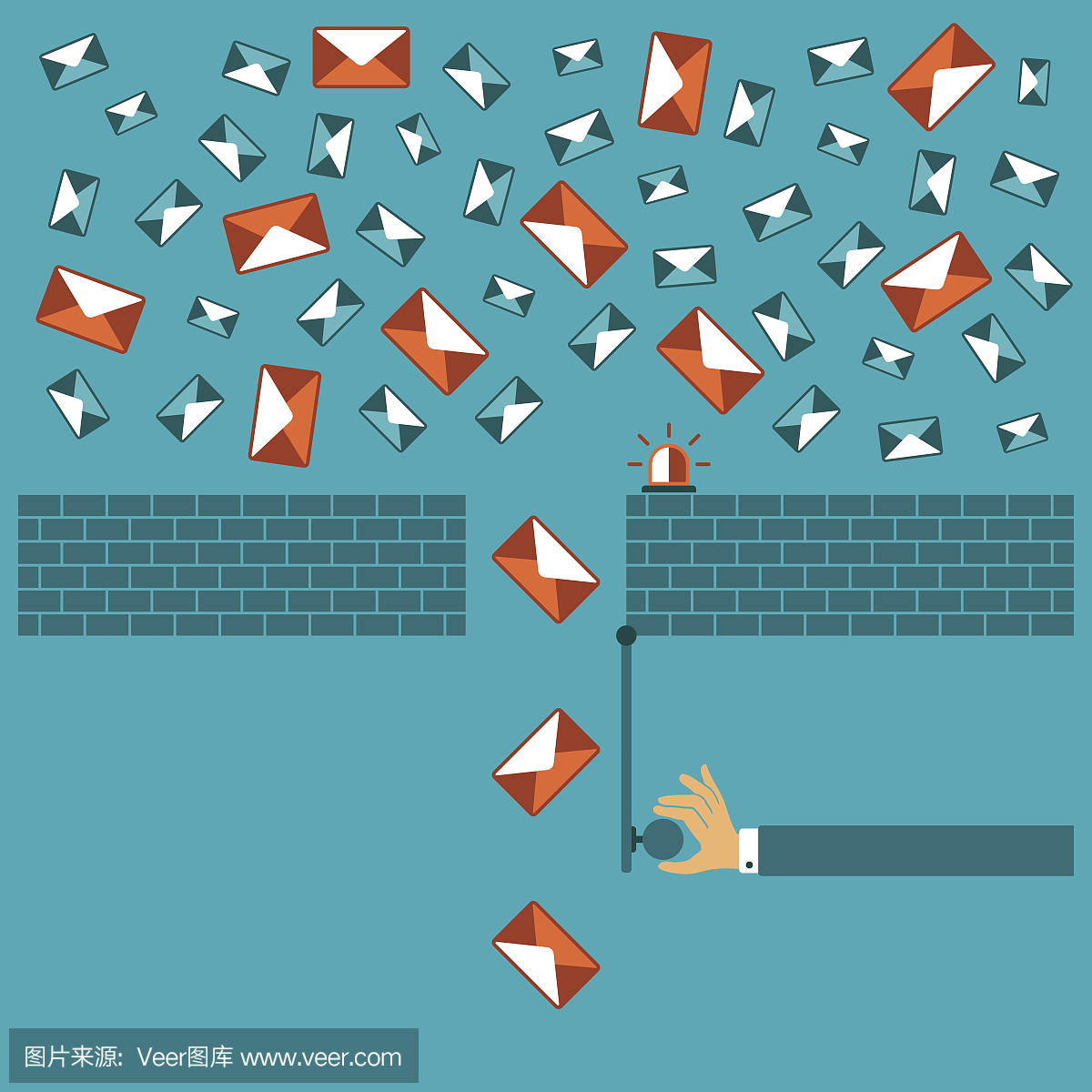 反垃圾邮件过滤器矢量概念在平面风格