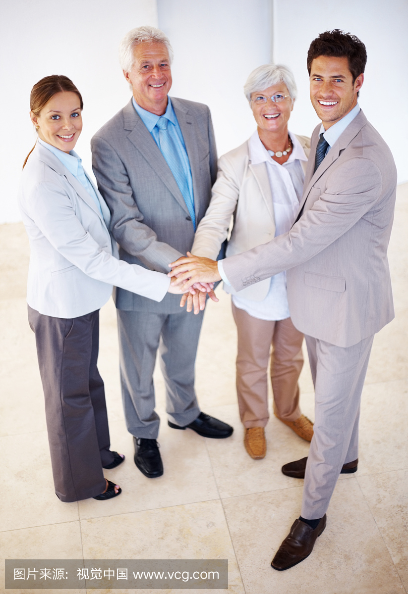 努力实现共同目标的企业团队