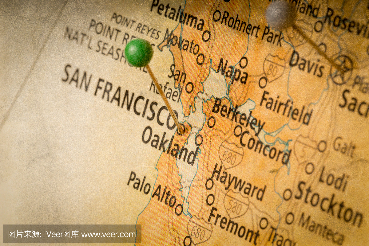 地图钉住旧金山加州