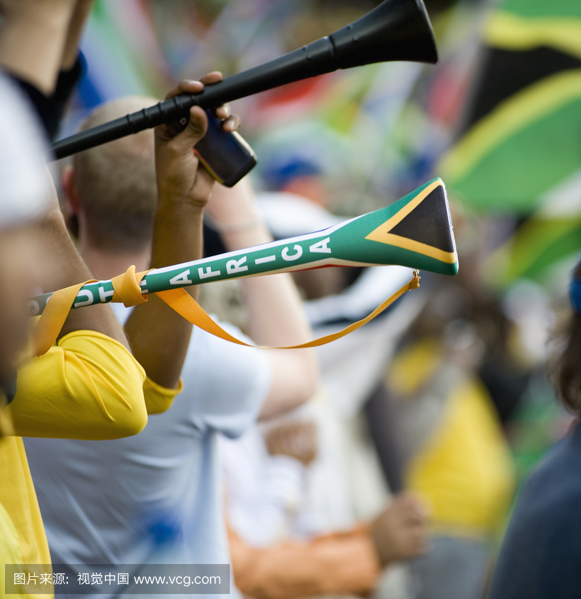 两个vuvuzelas,吹在一个足球比赛,豪登,南非