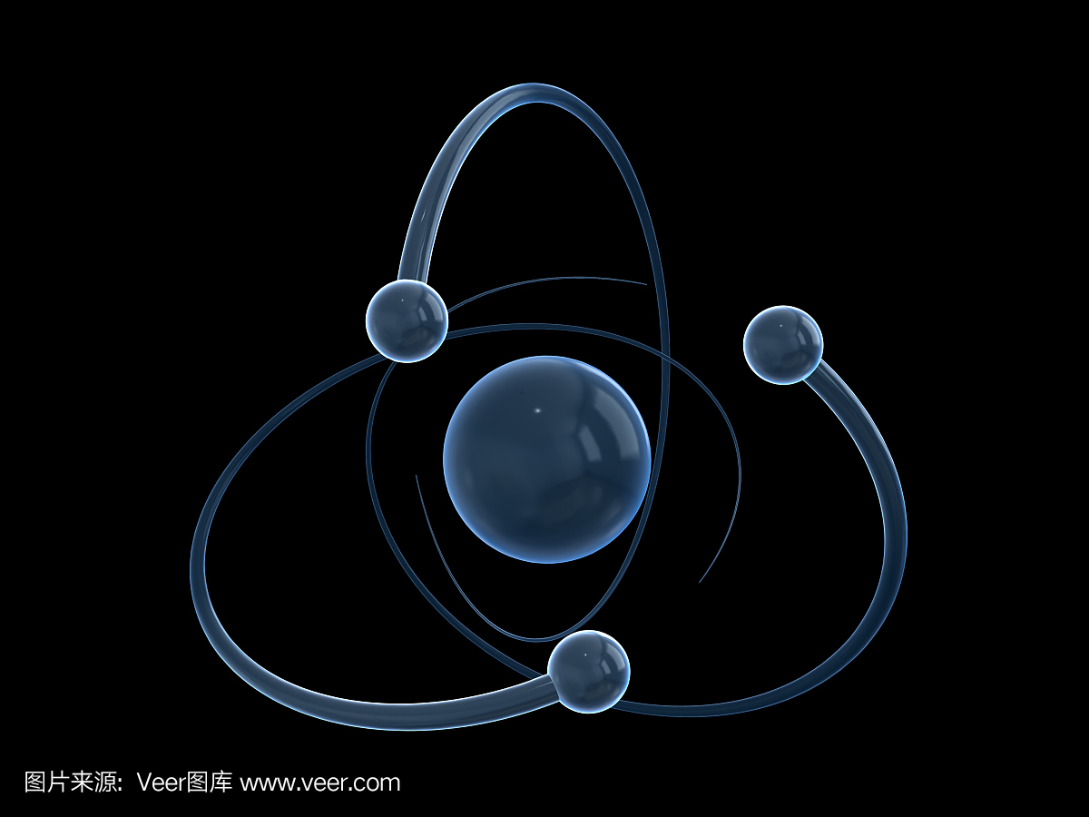 原子和分子的抽象符号.3D渲染