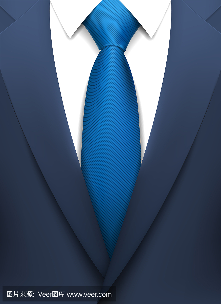 现实与蓝色领带的西装