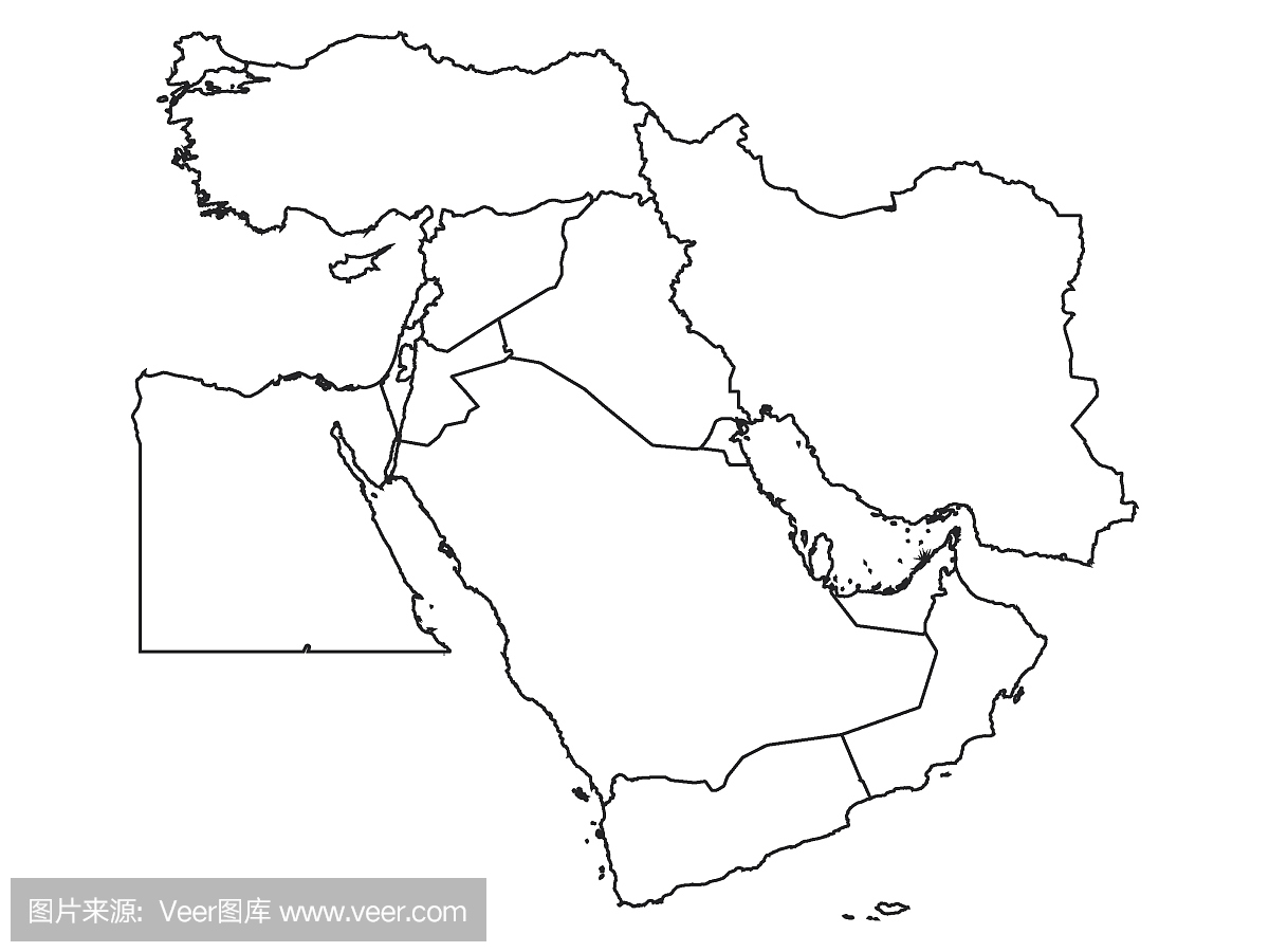 中东地区的白色地图(2点)