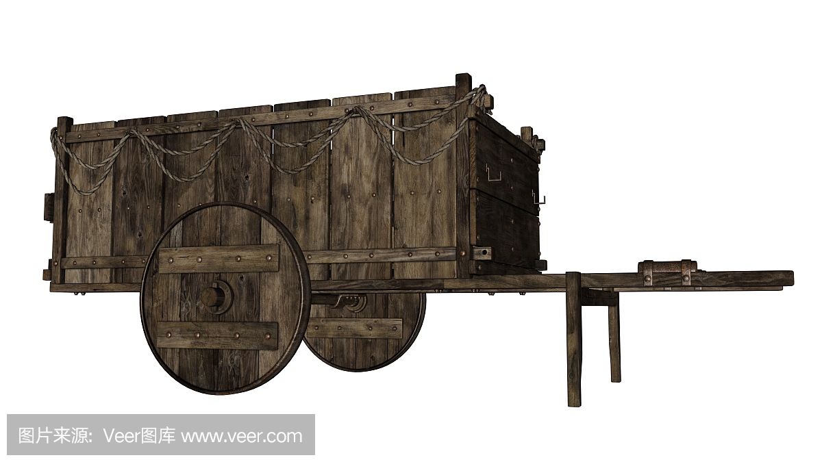 复古木货车或购物车 - 3D渲染