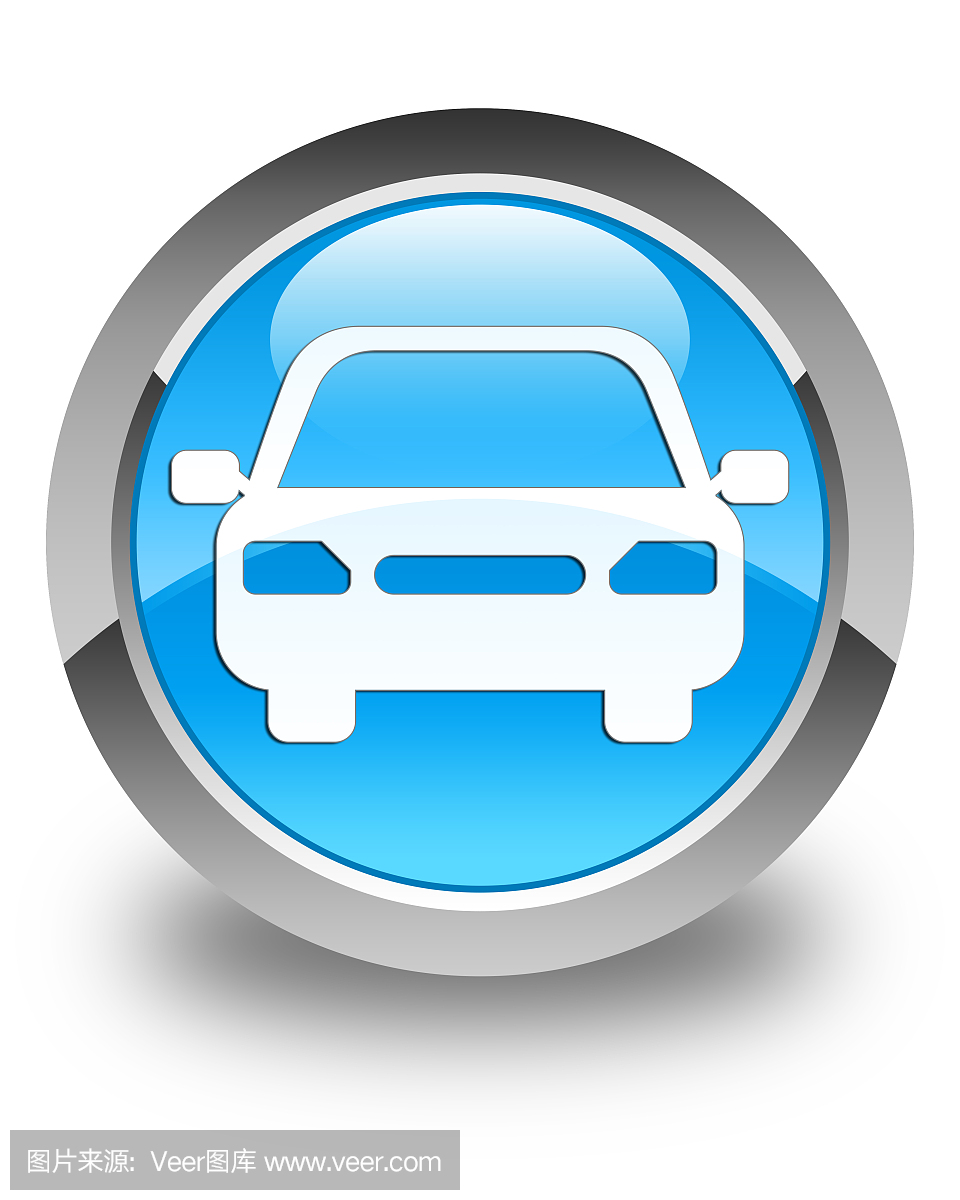汽车图标光泽青色圆形按钮